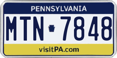 PA license plate MTN7848