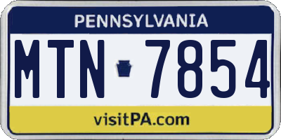 PA license plate MTN7854