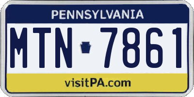 PA license plate MTN7861