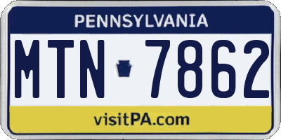 PA license plate MTN7862