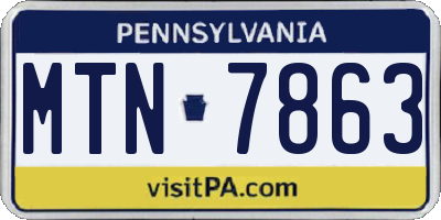 PA license plate MTN7863