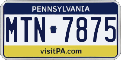 PA license plate MTN7875
