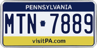 PA license plate MTN7889