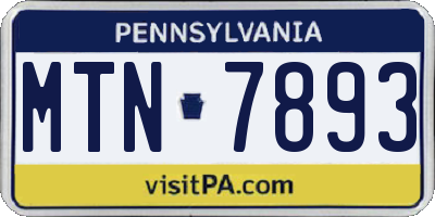 PA license plate MTN7893