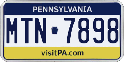 PA license plate MTN7898