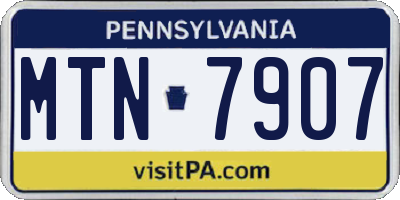 PA license plate MTN7907