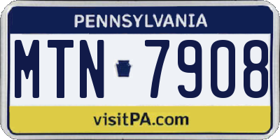PA license plate MTN7908