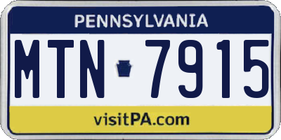 PA license plate MTN7915