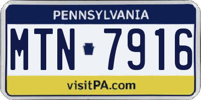 PA license plate MTN7916