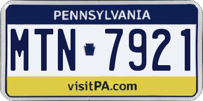 PA license plate MTN7921