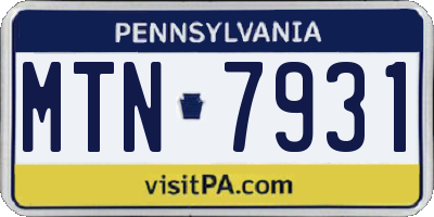 PA license plate MTN7931