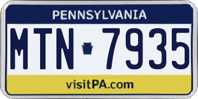 PA license plate MTN7935