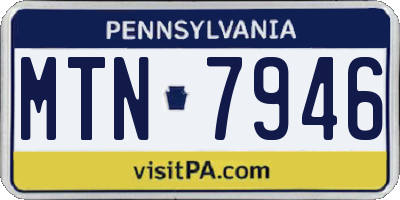 PA license plate MTN7946