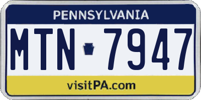 PA license plate MTN7947