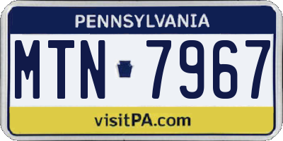PA license plate MTN7967