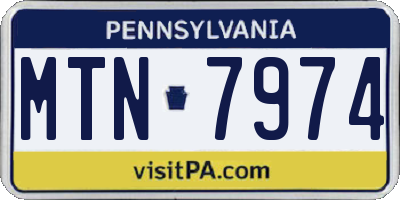 PA license plate MTN7974
