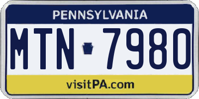 PA license plate MTN7980