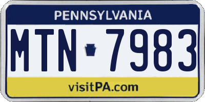 PA license plate MTN7983