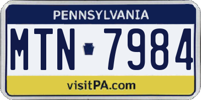 PA license plate MTN7984