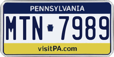 PA license plate MTN7989
