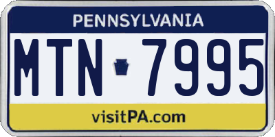 PA license plate MTN7995