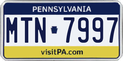 PA license plate MTN7997
