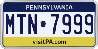 PA license plate MTN7999