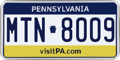 PA license plate MTN8009