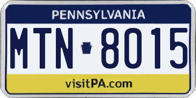 PA license plate MTN8015