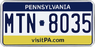 PA license plate MTN8035