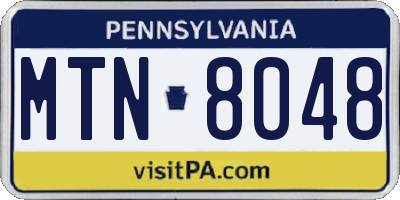 PA license plate MTN8048