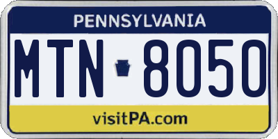 PA license plate MTN8050