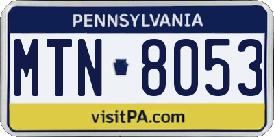 PA license plate MTN8053