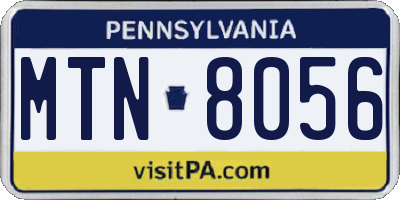 PA license plate MTN8056