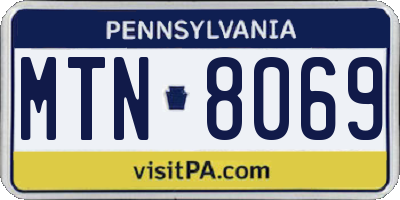 PA license plate MTN8069