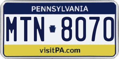 PA license plate MTN8070