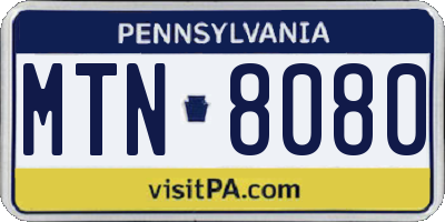 PA license plate MTN8080