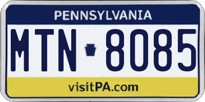 PA license plate MTN8085