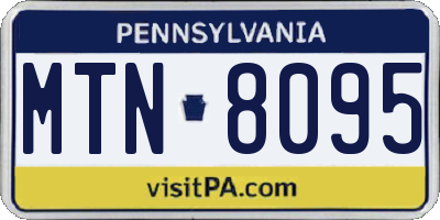 PA license plate MTN8095