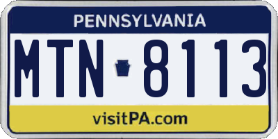PA license plate MTN8113
