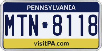 PA license plate MTN8118