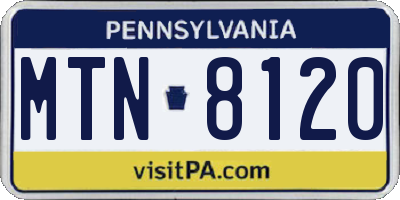 PA license plate MTN8120