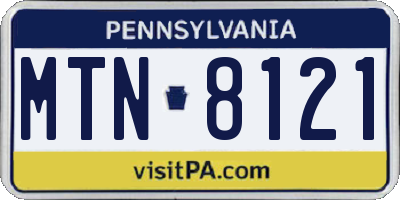 PA license plate MTN8121