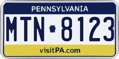 PA license plate MTN8123
