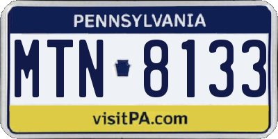PA license plate MTN8133