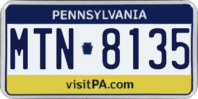 PA license plate MTN8135