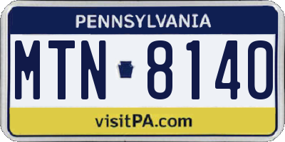PA license plate MTN8140
