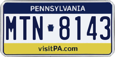 PA license plate MTN8143