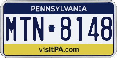 PA license plate MTN8148