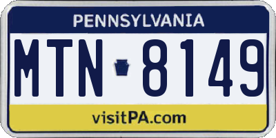 PA license plate MTN8149